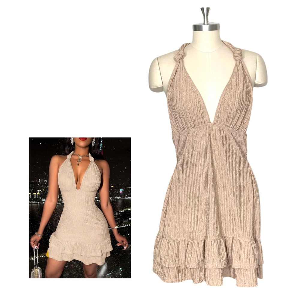 Sexy Summer Dress Deep V-Neck Halter Neck Cocktail Party Dress Size Small